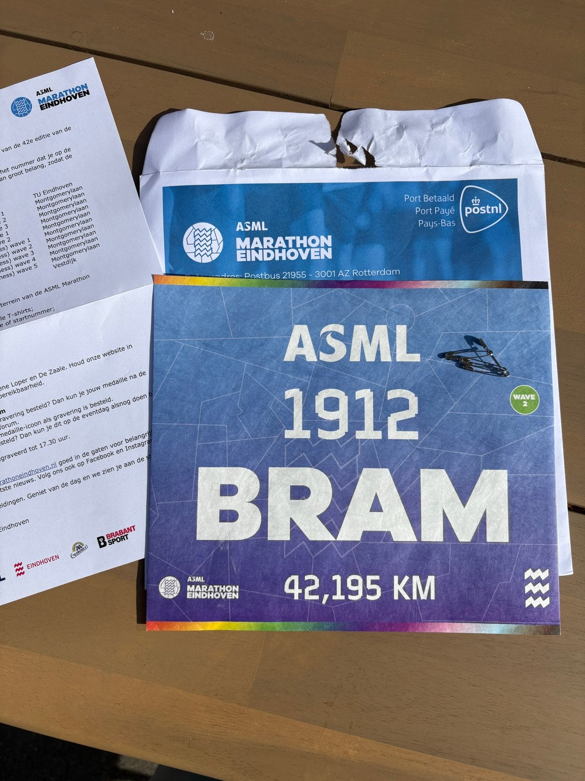 Startbewijs ASML Marathon Eindhoven - 42,195 KM, Overige typen, Nieuw, Hardlopen, Ophalen