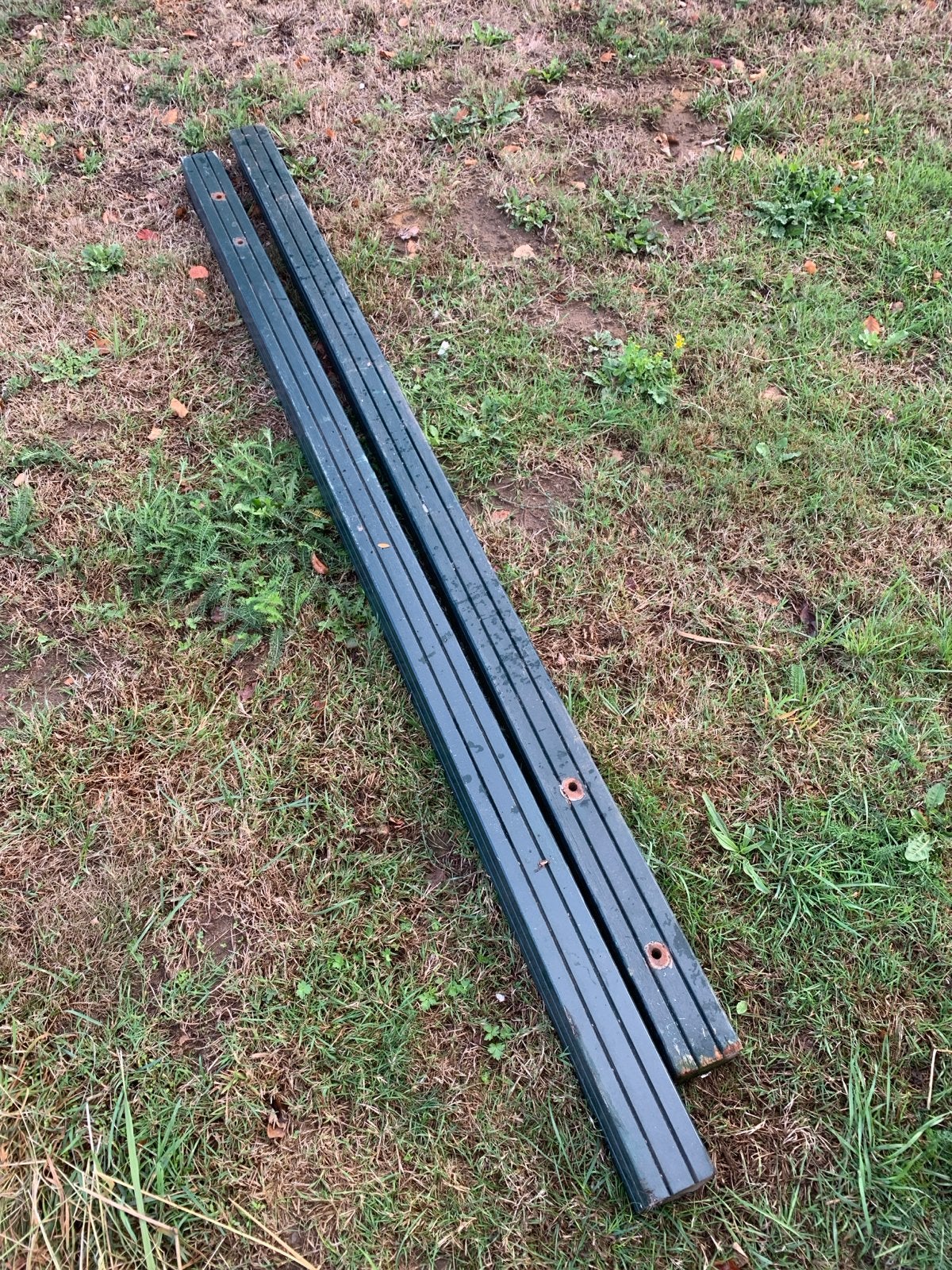 Geïmpregneerde houten balken, groen, 2 stuks, Gebruikt, Balk, Overige houtsoorten, Ophalen