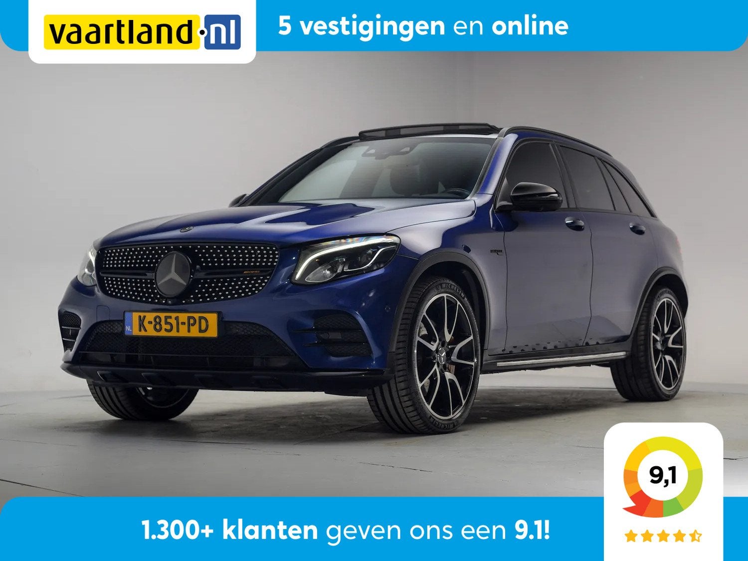 Mercedes-Benz GLC AMG 43 4MATIC [ Panoramdak Luchtvering Bur, Auto's, Automaat, Gebruikt, 367 pk, Blauw