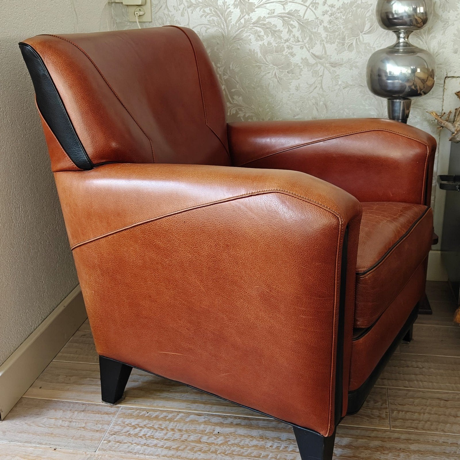 Mol en Geurts leren fauteuil, Ophalen, 75 tot 100 cm, Leer, 50 tot 75 cm