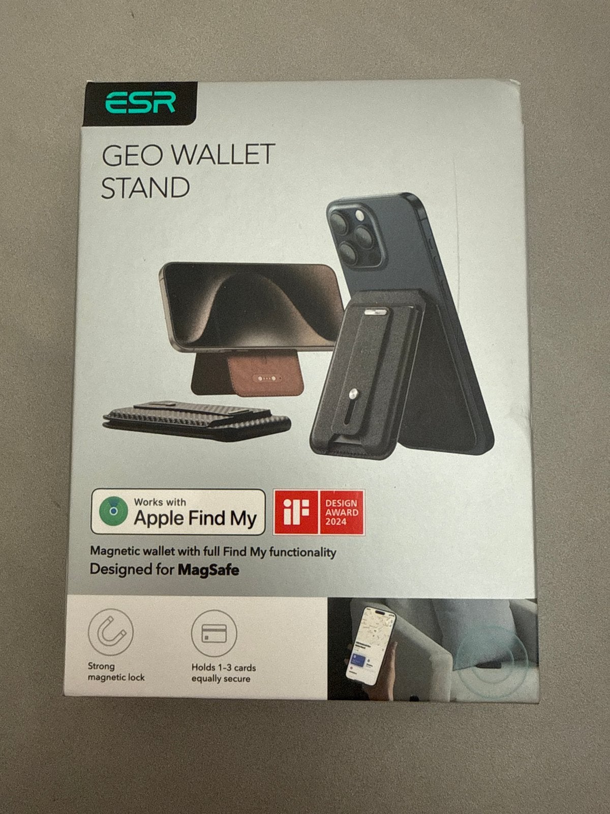 ESR Geo Wallet Stand- Nieuw in doos-  iphone hoesje - leer, Kunststof, Zwart, ESR, Nieuw