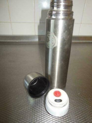 Douwe Egberts Thermoskan - 0,5 liter, Zilver, Ophalen of Verzenden, Zo goed als nieuw, Metaal