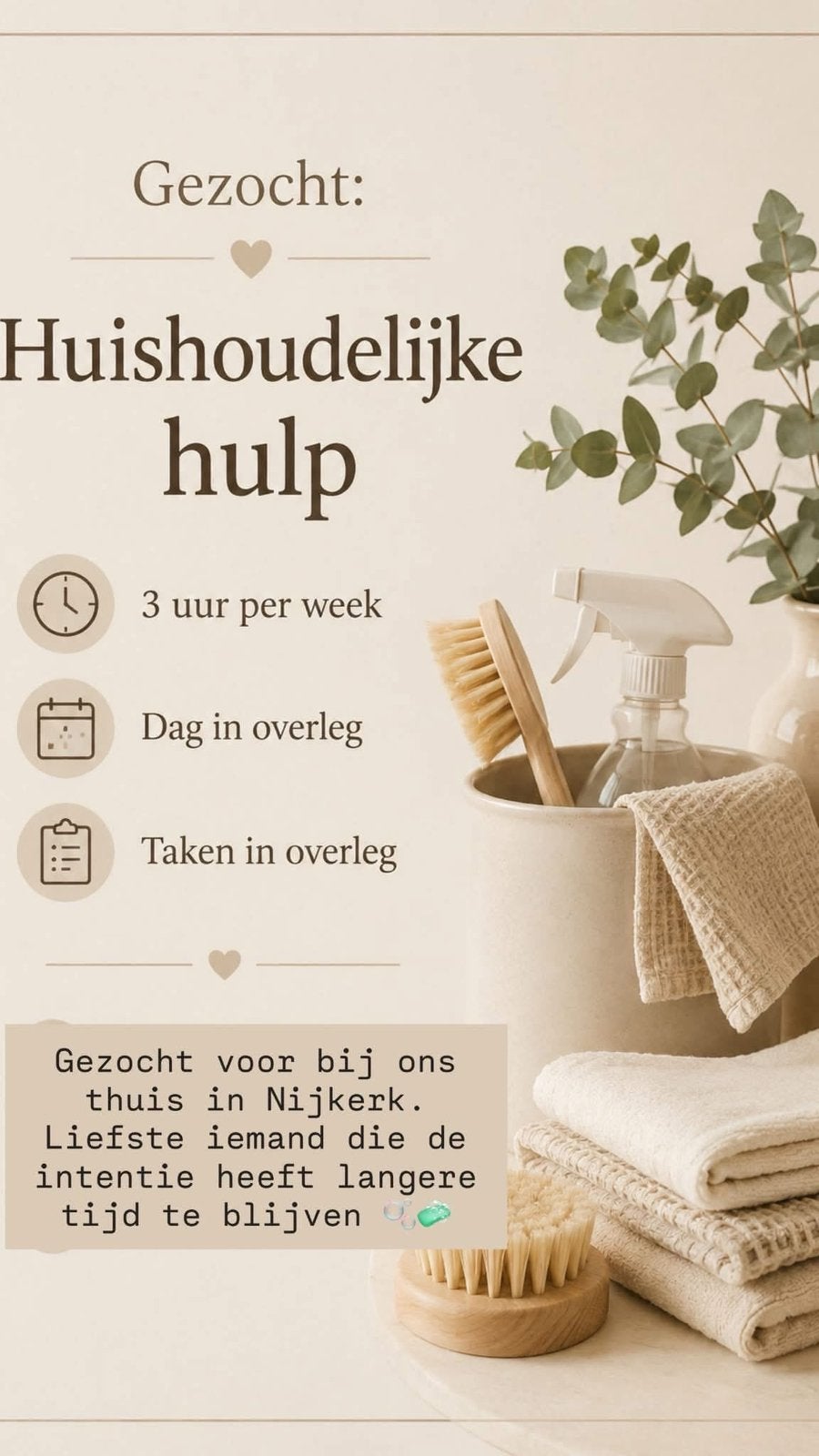 Huishoudelijke hulp gezocht, Vacatures, Overige niveaus, Overige vormen