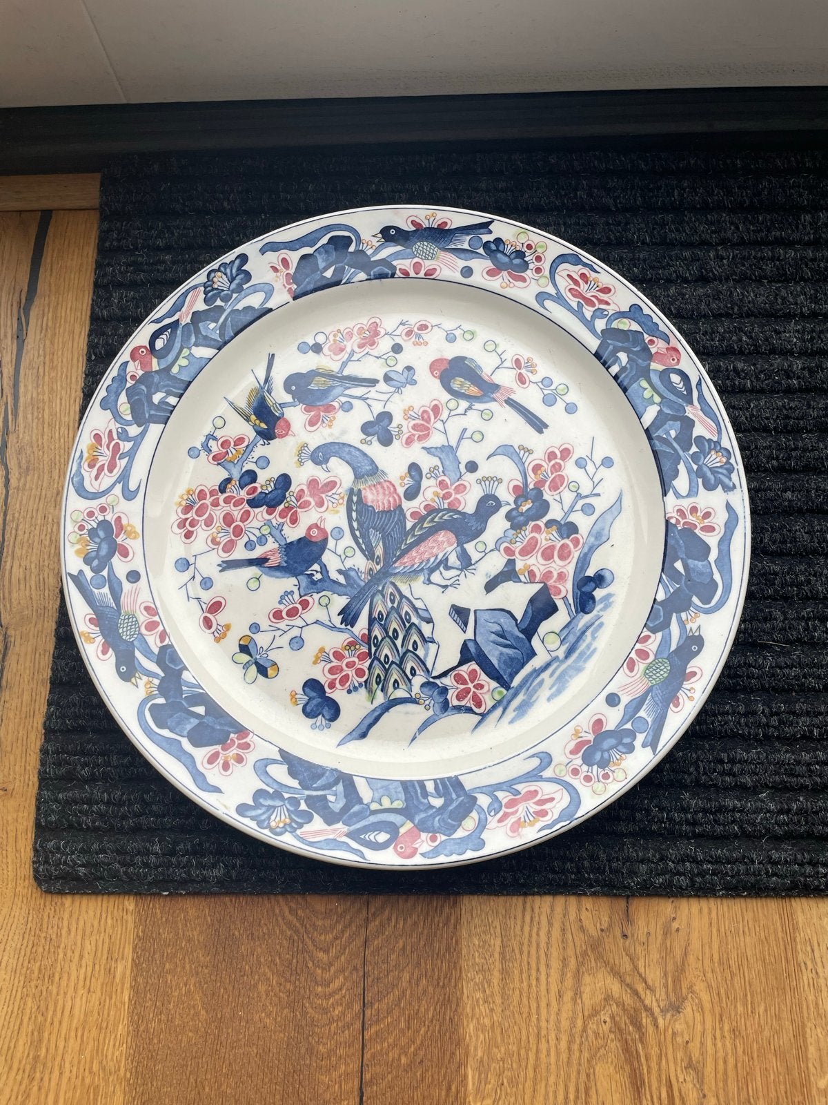 Decoratief bord met pauw en vogels, Ophalen of Verzenden