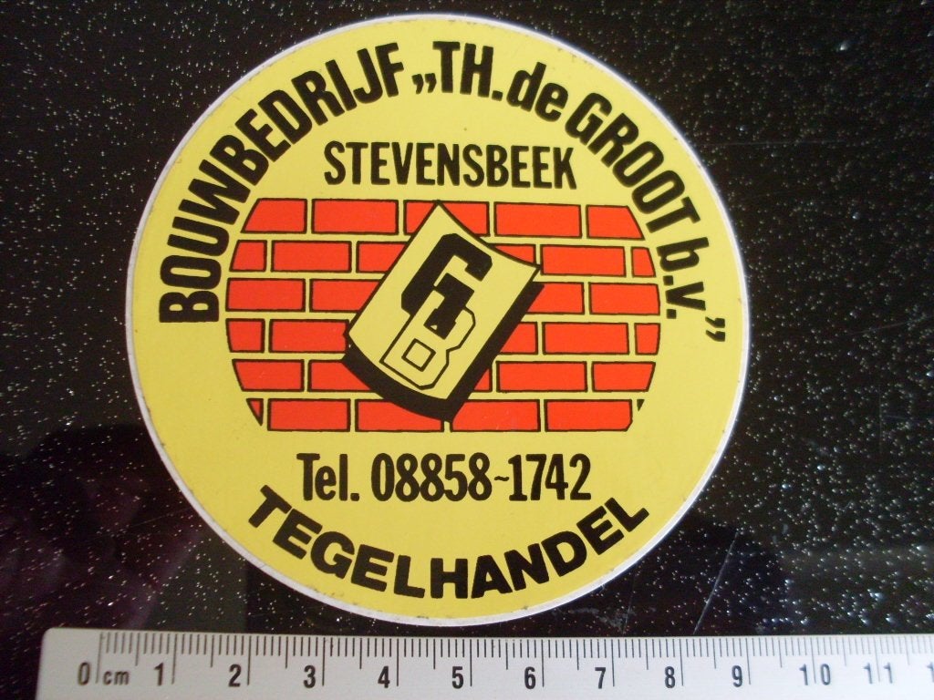 sticker bouwbedrijf TH. de Groot stevensbeek tegelhandel, Verzenden, Zo goed als nieuw, Bedrijf of Vereniging