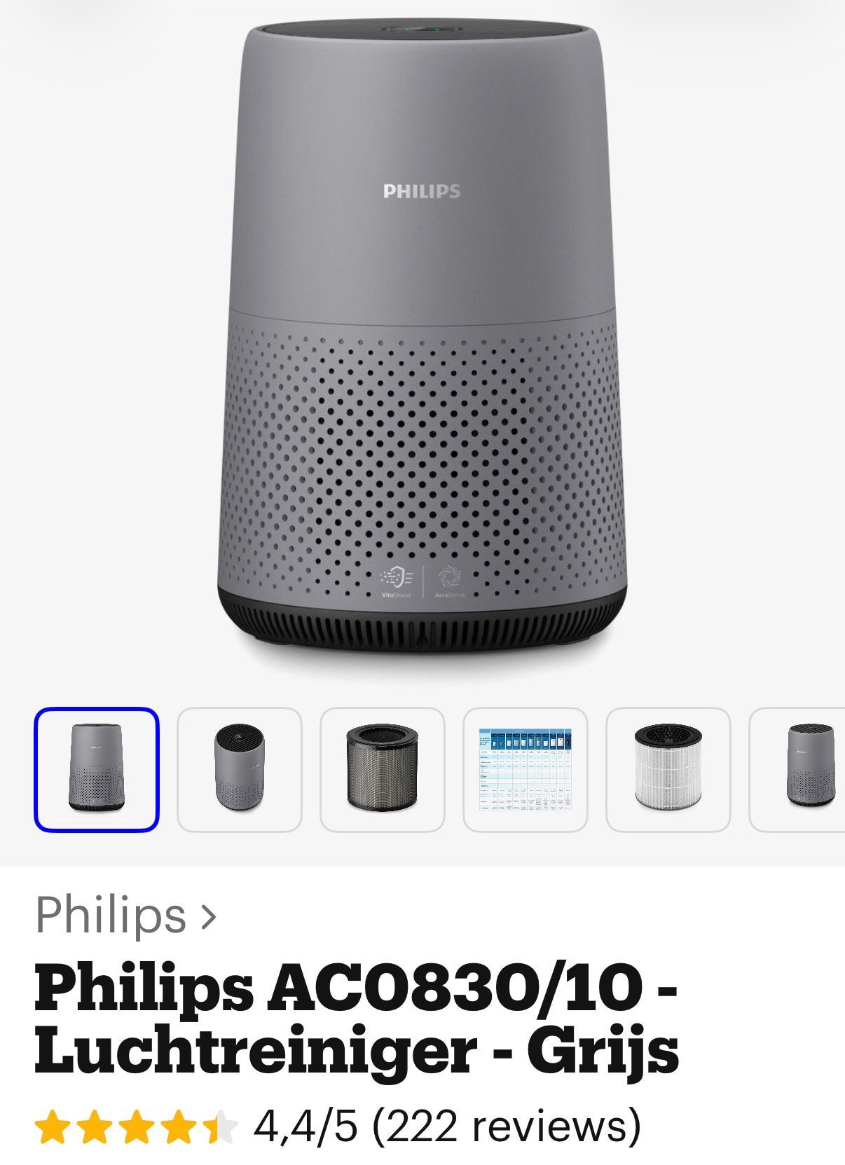 Philips luchtreiniger ACO830, Witgoed en Apparatuur, Luchtbehandelingsapparatuur, Ophalen of Verzenden, Zo goed als nieuw, Luchtreiniger