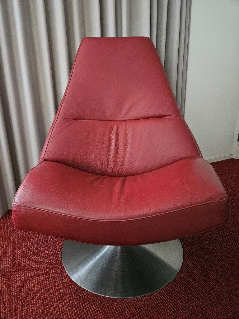 Grote comfortabele rode leren fauteuil - heerlijke zit!, Ophalen, Minder dan 75 cm, Zo goed als nieuw, 75 tot 100 cm