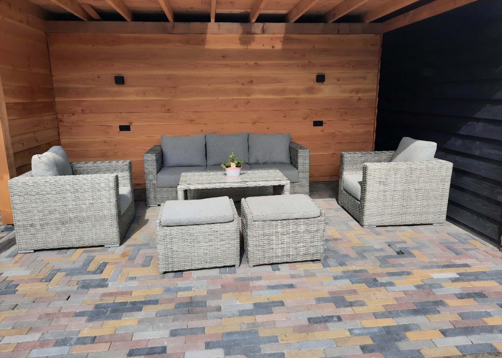 Luxe Wicker loungeset, Ophalen, Wicker, Bank, 5 zitplaatsen