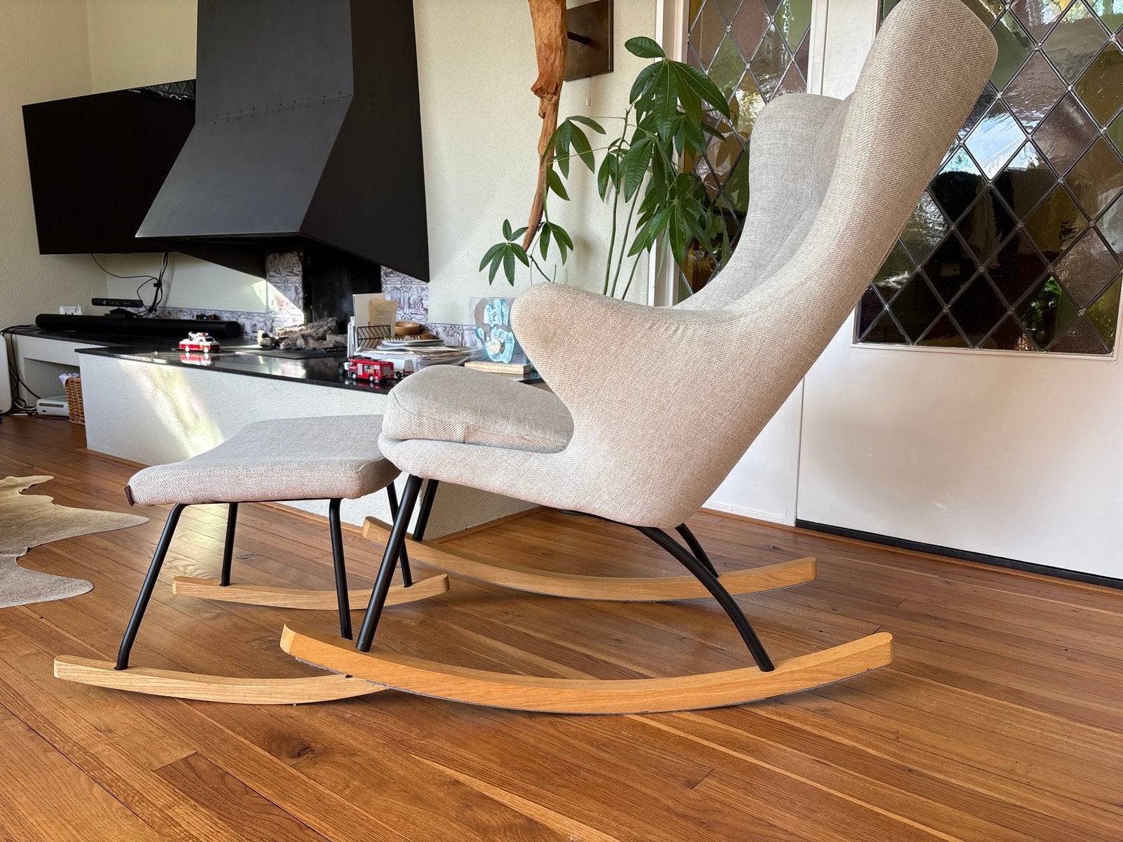 Quax Schommelstoel Deluxe met Voetenbankje - Clay, Ophalen, Zo goed als nieuw, Hout, Eén