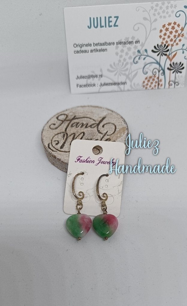Op=op Aparte natuurstenen oorbellen "Juliez handmade", Overige materialen, Hangers, Overige kleuren, Nieuw
