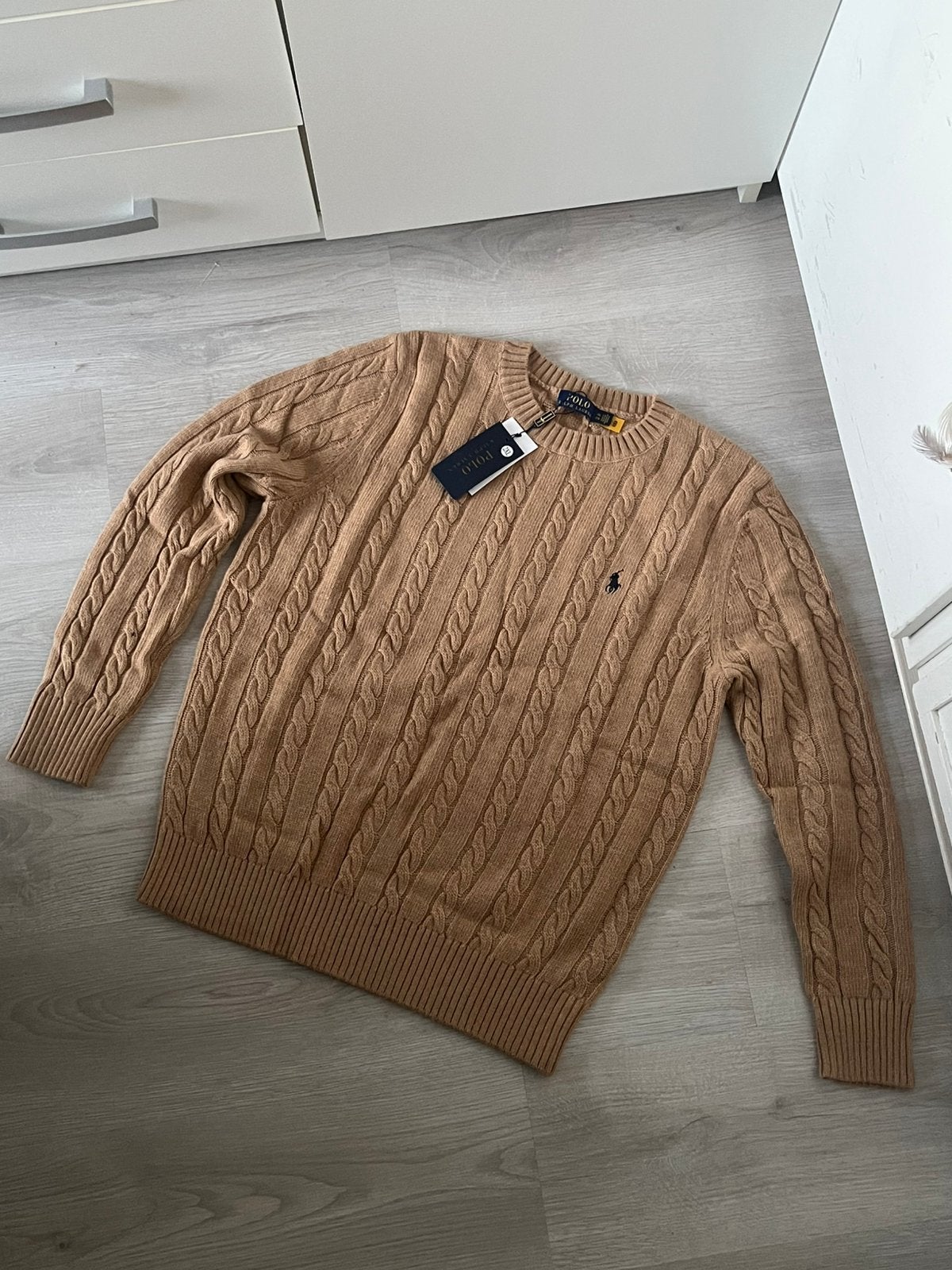 Ralph Lauren Kabeltrui - Bruin/Beige - XXL, Ophalen of Verzenden, Nieuw, Overige maten, Beige