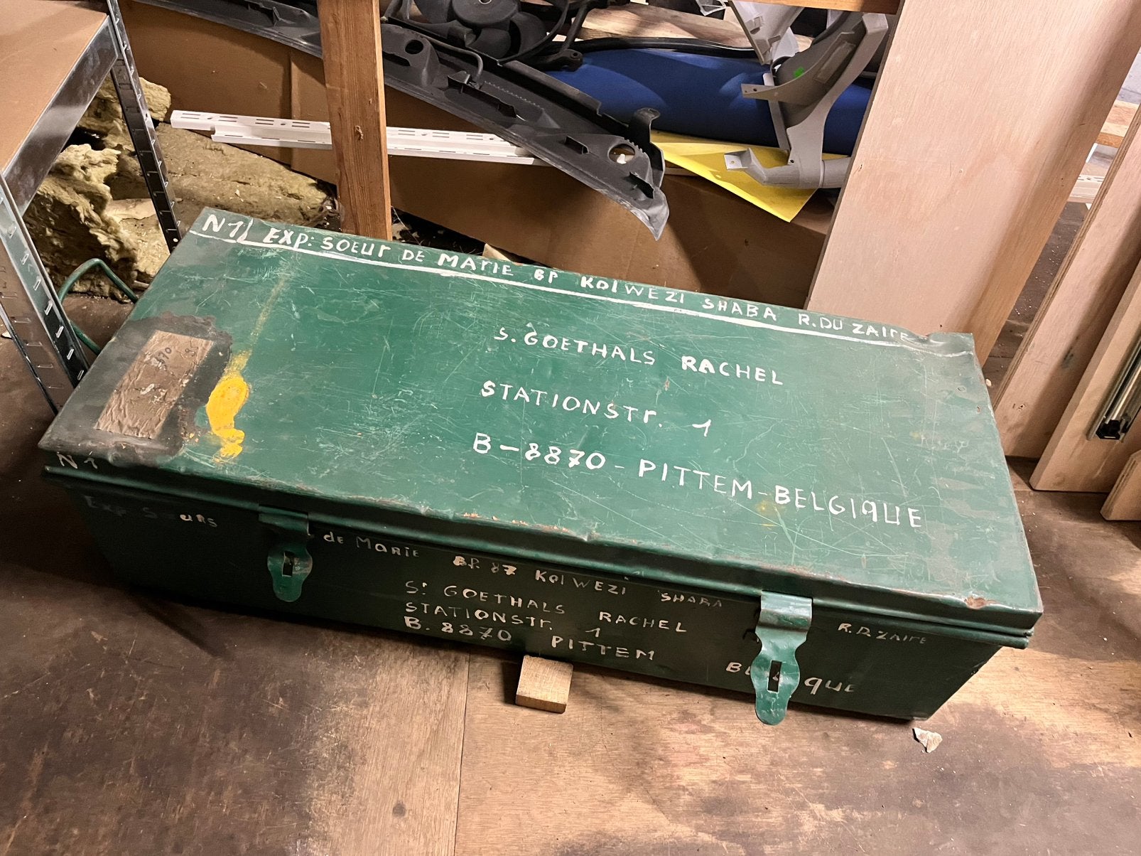 Vintage Groene Metalen Kist, Ophalen, Gebruikt