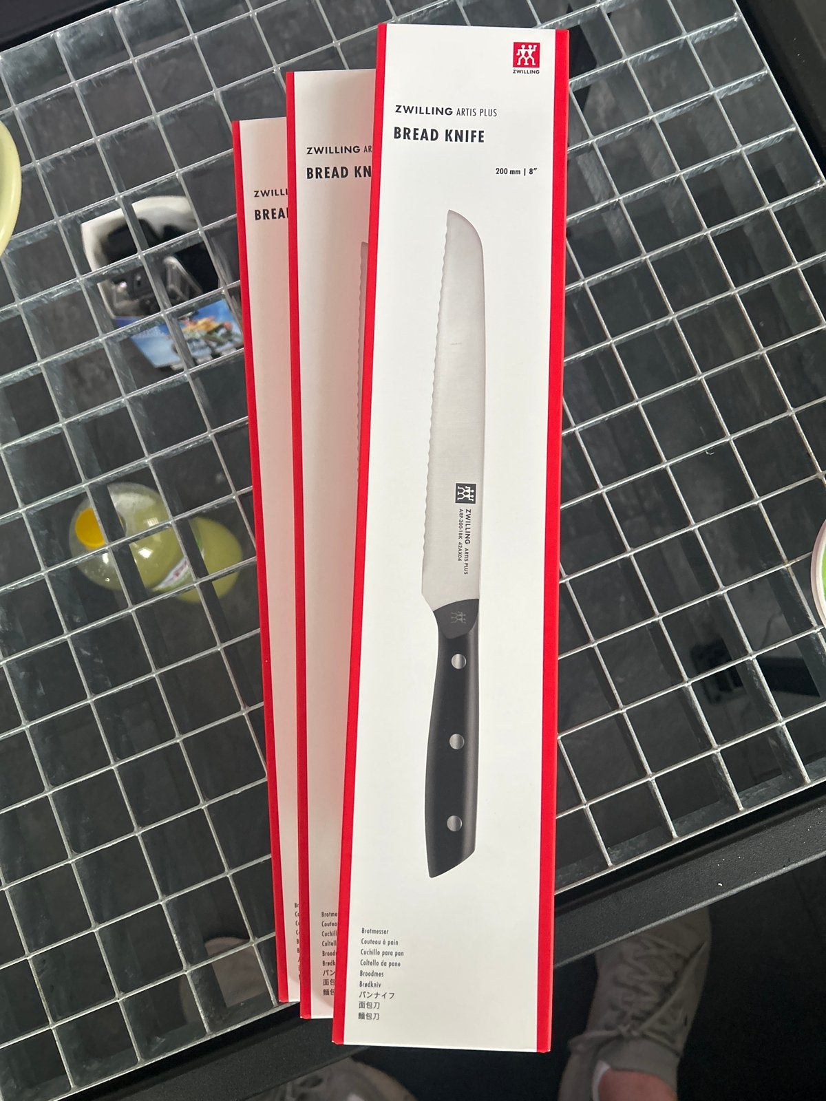 3 x ZWILLING Artis Plus Broodmes - 200 mm, Ophalen of Verzenden, Nieuw, Rvs of Chroom