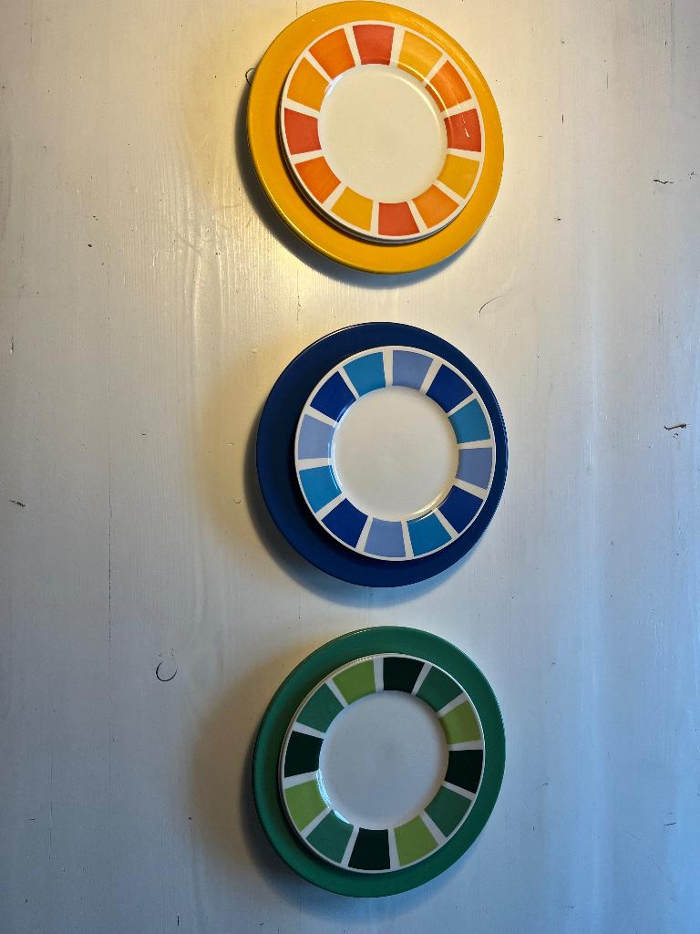 vintage borden van de HEMA, Gebruikt, Ophalen of Verzenden, Bord(en), Overige stijlen
