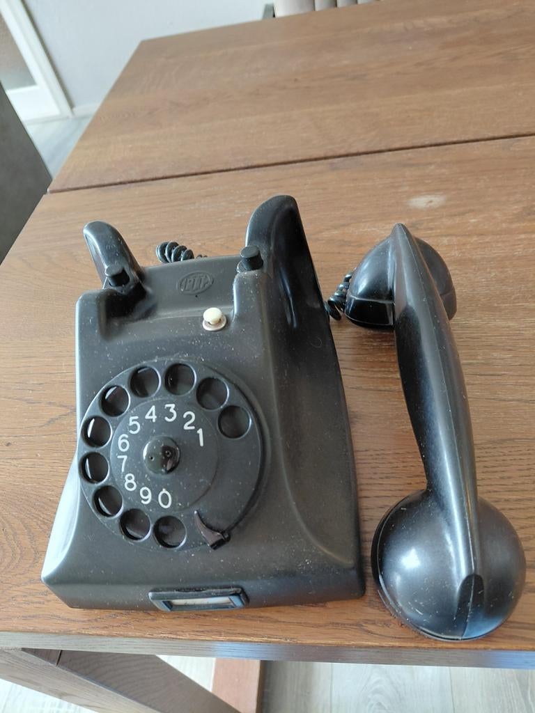 Vintage PTT Telefoon (1965) met Draaischijf - Zwart, Ophalen, Met draaischijf