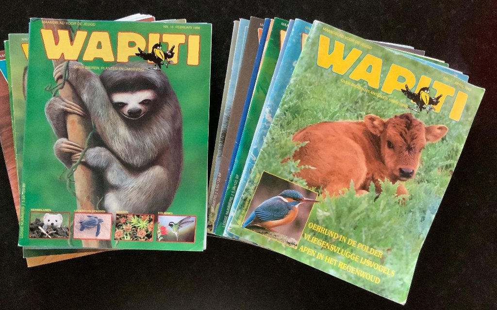 Wapiti tijdschrift nr 1 t/m 19. 1989 - 1990 plus 12 stickers, Boeken, Tijdschriften en Kranten, Gelezen, Muziek, Film of Tv, Ophalen of Verzenden