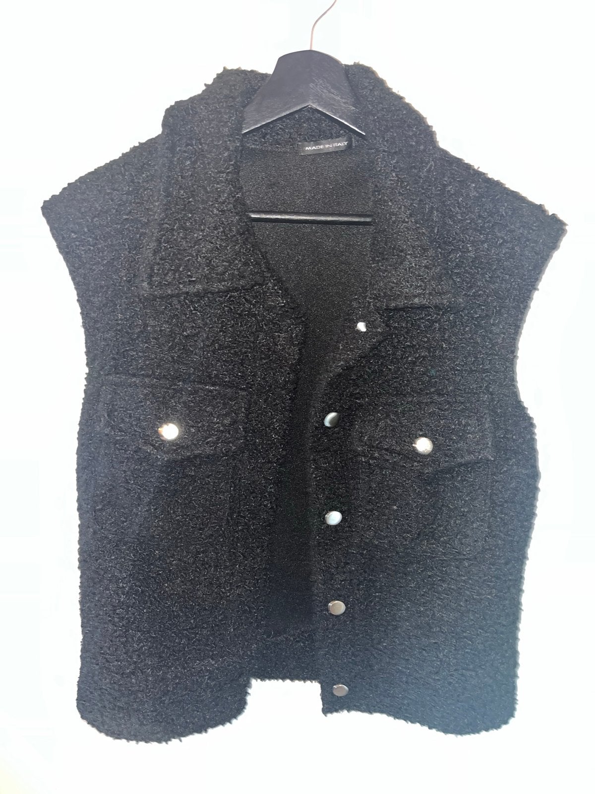 Zwart Bouclé Vest - Made in Italy, Ophalen of Verzenden, Gedragen, Maat 36 (S), Zwart