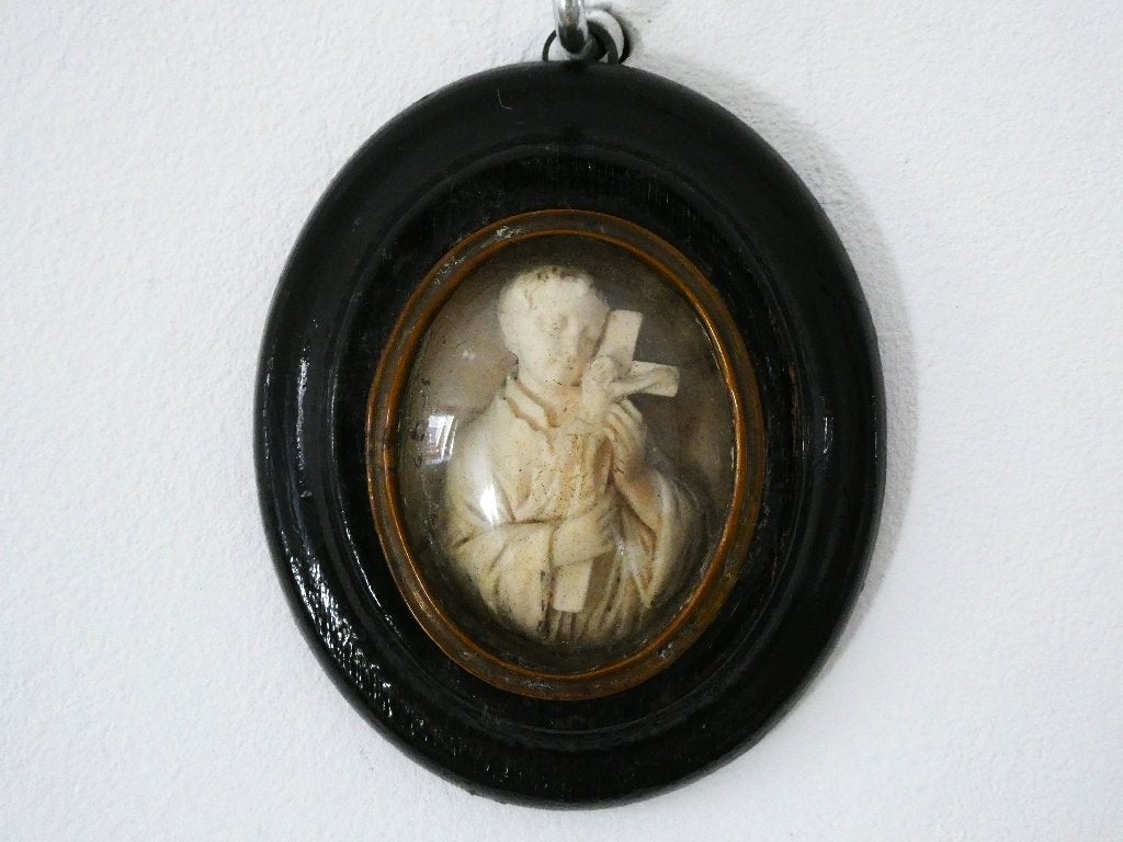 Antiek Heilige Gerardus meerschuim / pijpaarde bol glas 1850, Ophalen of Verzenden
