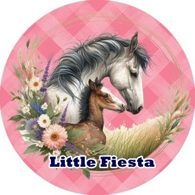 lf992 luxe icing paarden 19cm eetbare taart print topper, Ophalen of Verzenden, Nieuw, Taarten, Versiering