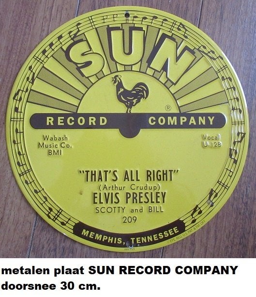 metalen plaat SUN RECORD COMPANY, 30 cm., Ophalen of Verzenden, Zo goed als nieuw, Reclamebord