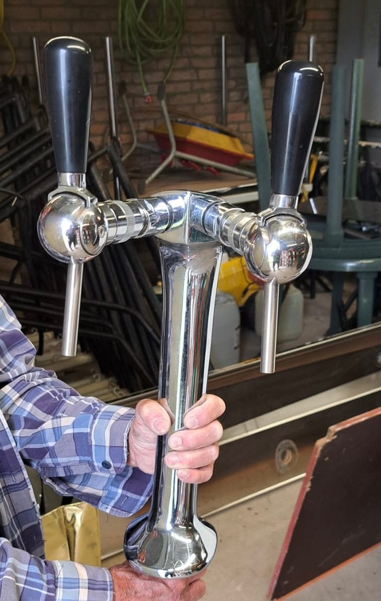 Dubbele Bier Tapkraan - Chroom, Ophalen, Gebruikt