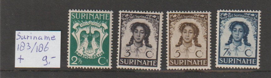 Suriname 183-186 ongestempeld, Ophalen of Verzenden, Postfris