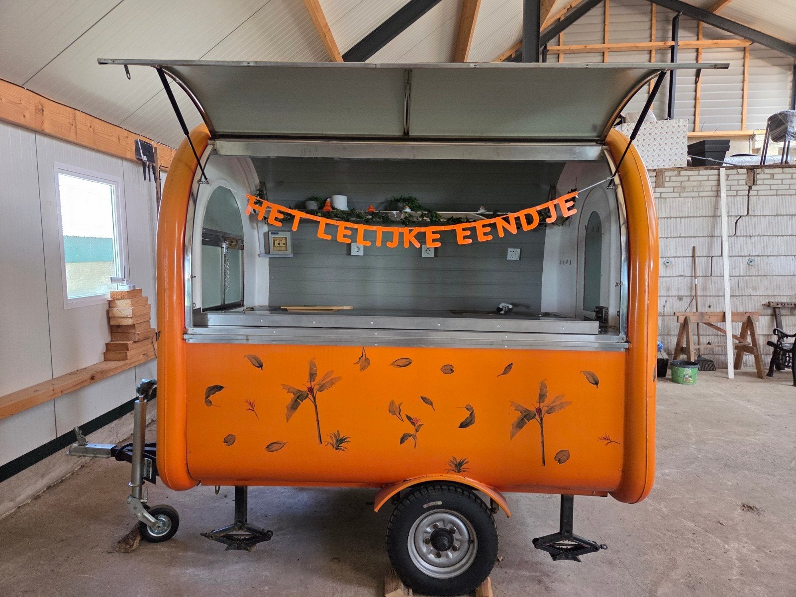 Compacte foodtruck voor 2 personen - Oranje design, Ophalen of Verzenden