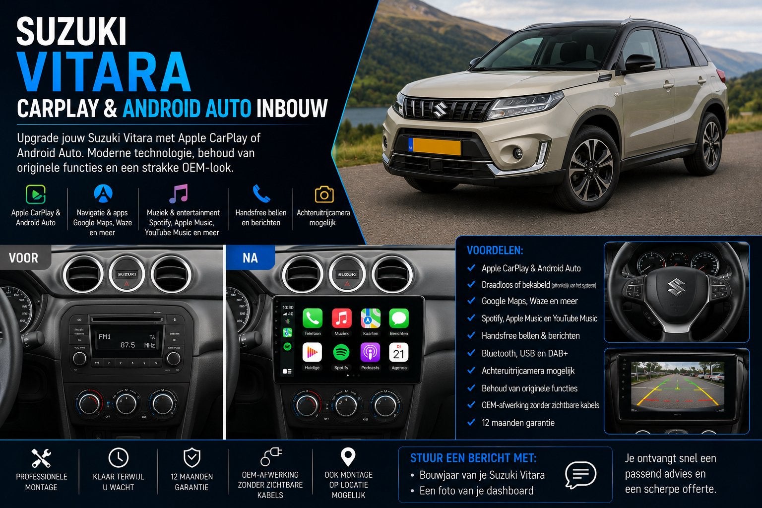Suzuki Vitara CarPlay & Android Auto Inbouw, Ophalen, Nieuw