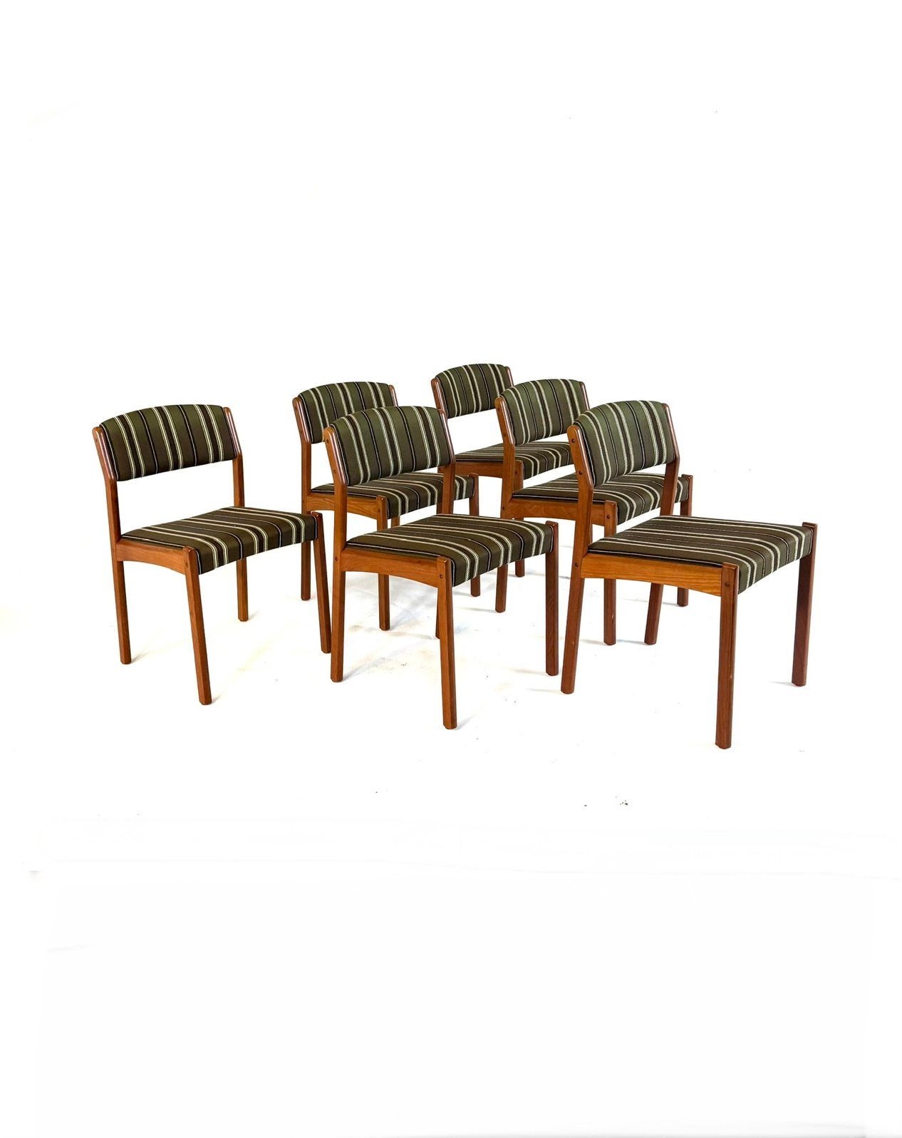 Set van 6 vintage Deense eetkamerstoelen, jaren ‘60, Ophalen of Verzenden, Zo goed als nieuw, Stof, Nvt