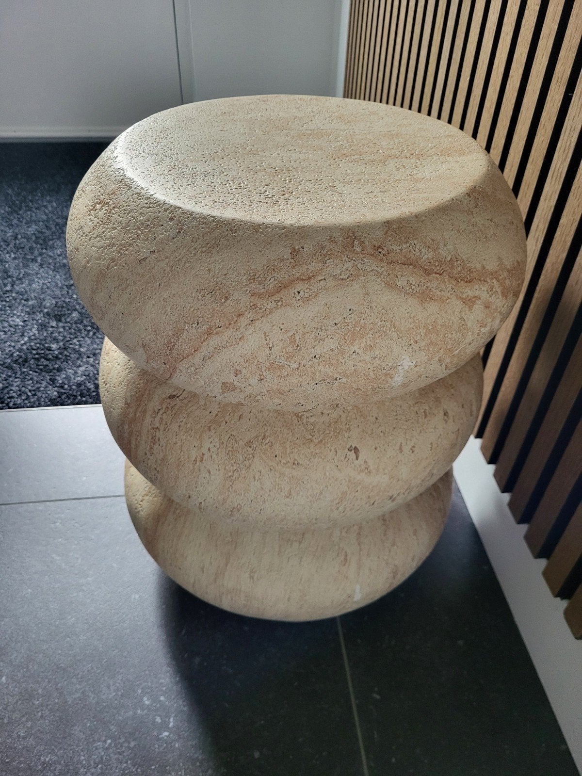 Bijzettafel Ribtra Tripple Zand - Ø35 cm - Nieuw, Minder dan 55 cm, Rond, Nieuw, Ophalen of Verzenden