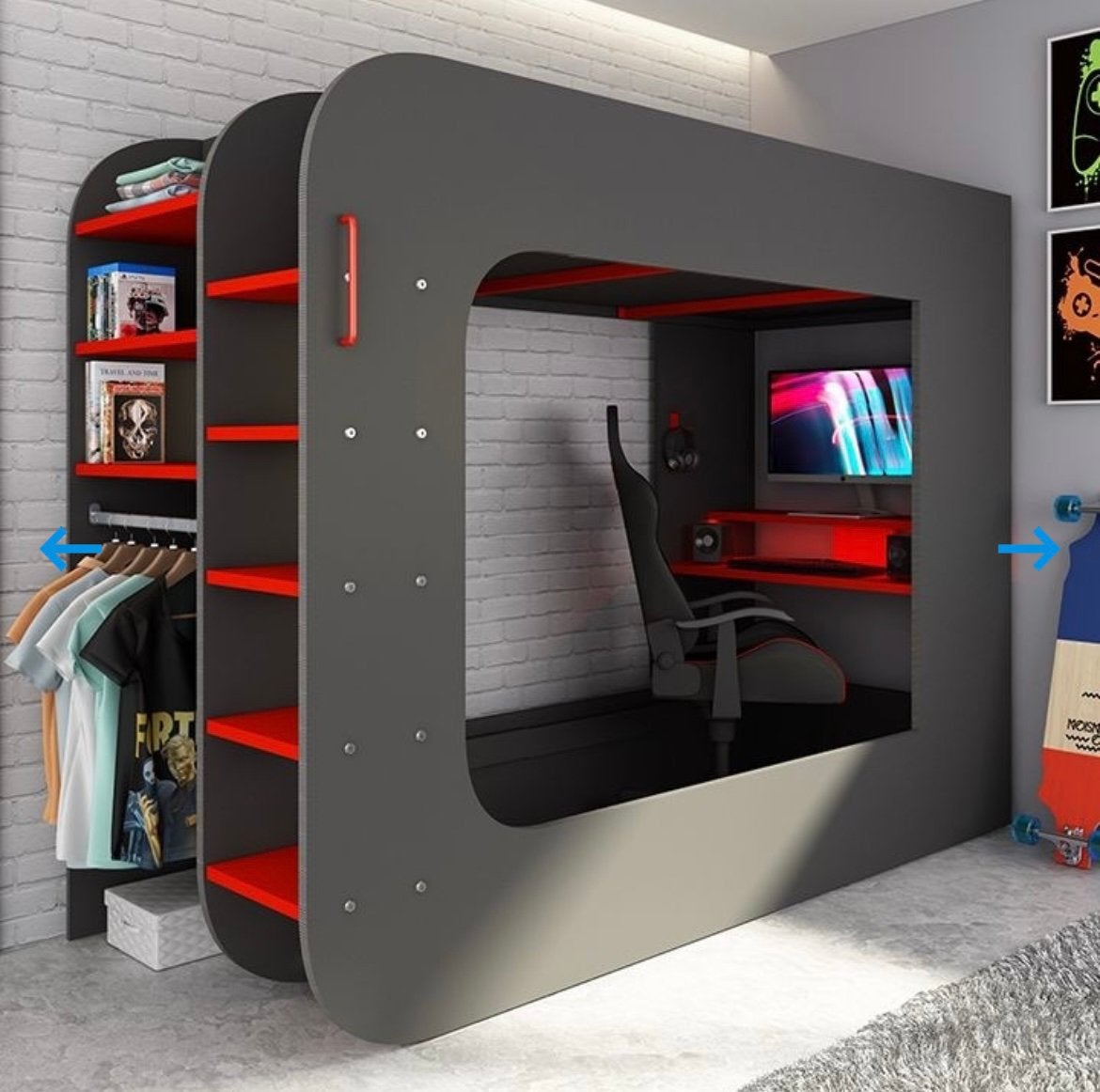 Gaming cube hoogslaper 200x120 antraciet, Ophalen, Overige kleuren, Zo goed als nieuw, Twijfelaar
