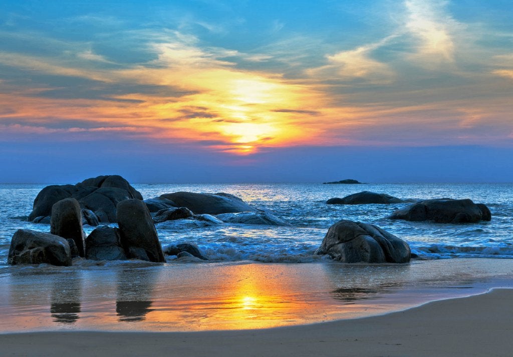 Zonsondergang fotobehang Adriatische zee, Strand,, Huis en Inrichting, Stoffering | Behang, Verzenden, Fotobehang