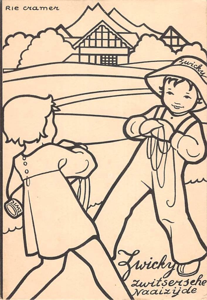 Fantasie Zwicky Zwitsersc. Naaizijde Illustrator Rie Cramer, Ophalen of Verzenden, 1920 tot 1940, Ongelopen, Noord-Brabant