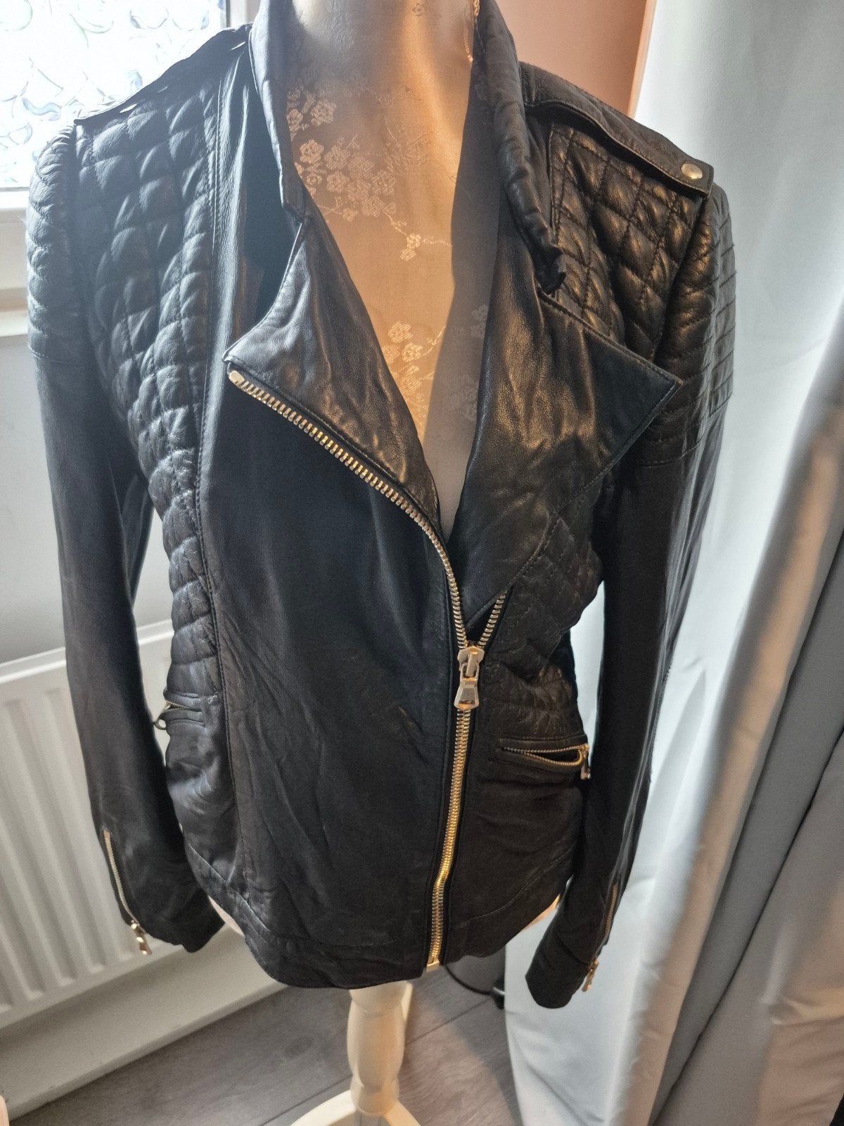 Scotch & Soda Leren Bikerjack Zwart Maat M, Kleding | Dames, Jassen | Zomer, Maat 38/40 (M), Zwart, Scotch & Soda, Ophalen of Verzenden