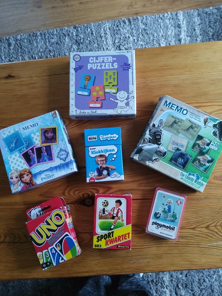 Diverse kinder spellen oa Uno,kwartet, memopuzzel, klokkijke, Ophalen of Verzenden