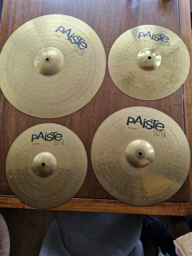 Paiste 101 Brass Bekkenset (4 stuks), Ophalen of Verzenden, Gebruikt, Drums of Percussie