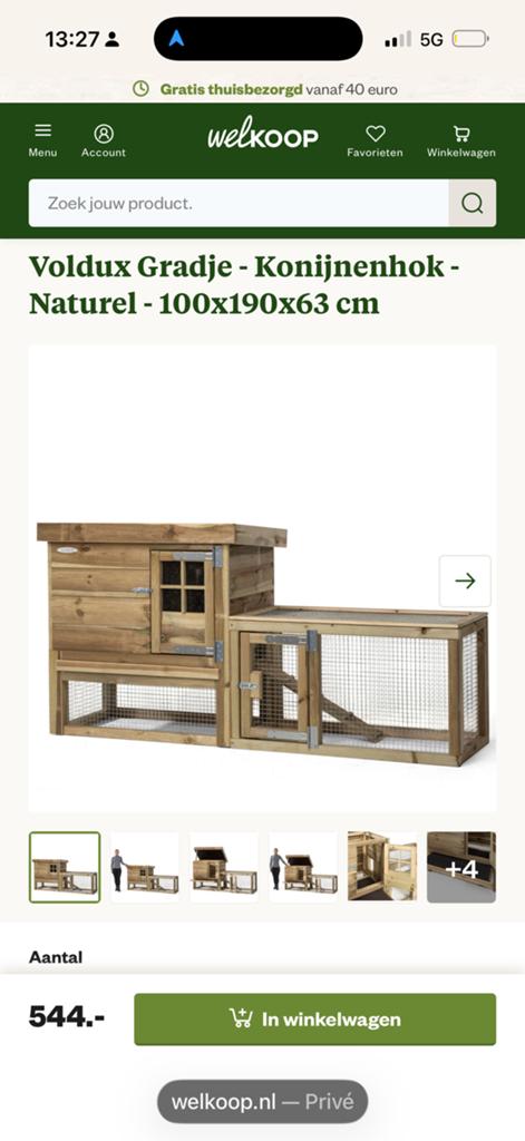 Voldux konijnenhok met aanbouw, Dieren en Toebehoren, Knaagdieren en Konijnen | Hokken en Kooien, Ophalen, 110 cm of meer, Hok