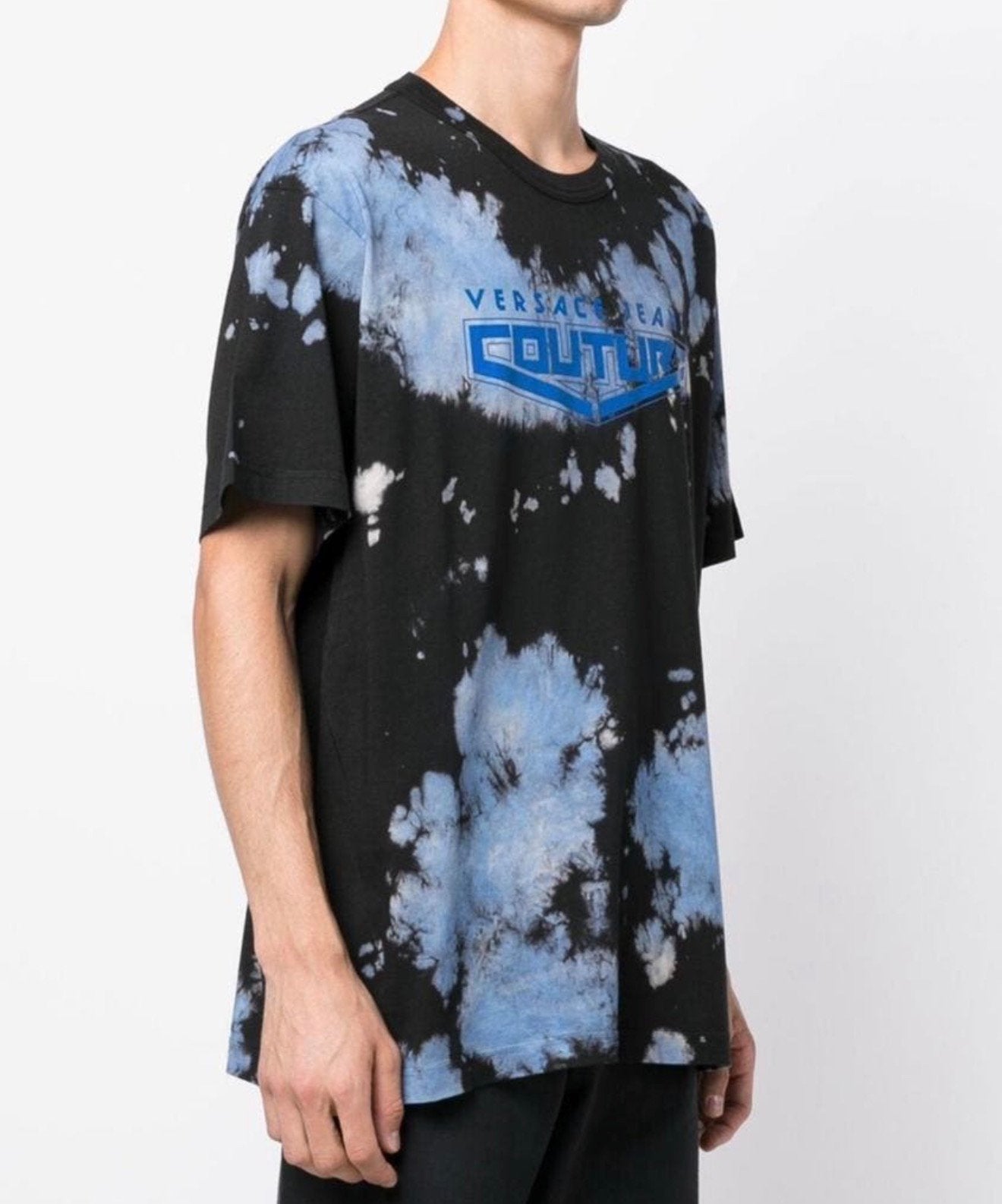 Versace Jeans Couture Tie-Dye Crewneck T-Shirt NIEUW 300$, S, Zwart, Nieuw, Ophalen of Verzenden