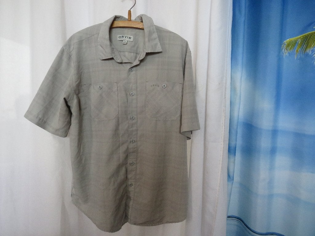 Grijs overhemd mt L/G Orvis, Orvis, Ophalen of Verzenden, Halswijdte 41/42 (L), Grijs