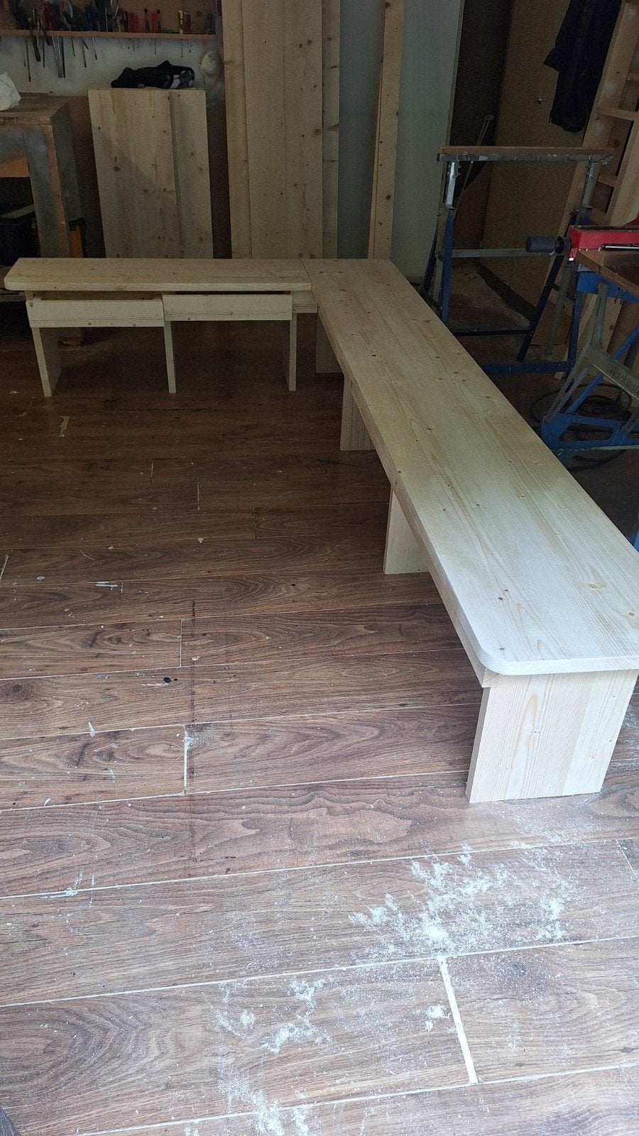 eettafel bank van terug gedroogd en geschaafd steigerhout, Ophalen, Nieuw