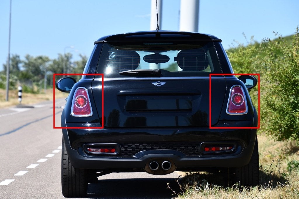 set originele achterlichtframes chroom Mini R56 LCI '09-'13, Auto-onderdelen, Ophalen of Verzenden, Gebruikt, Mini