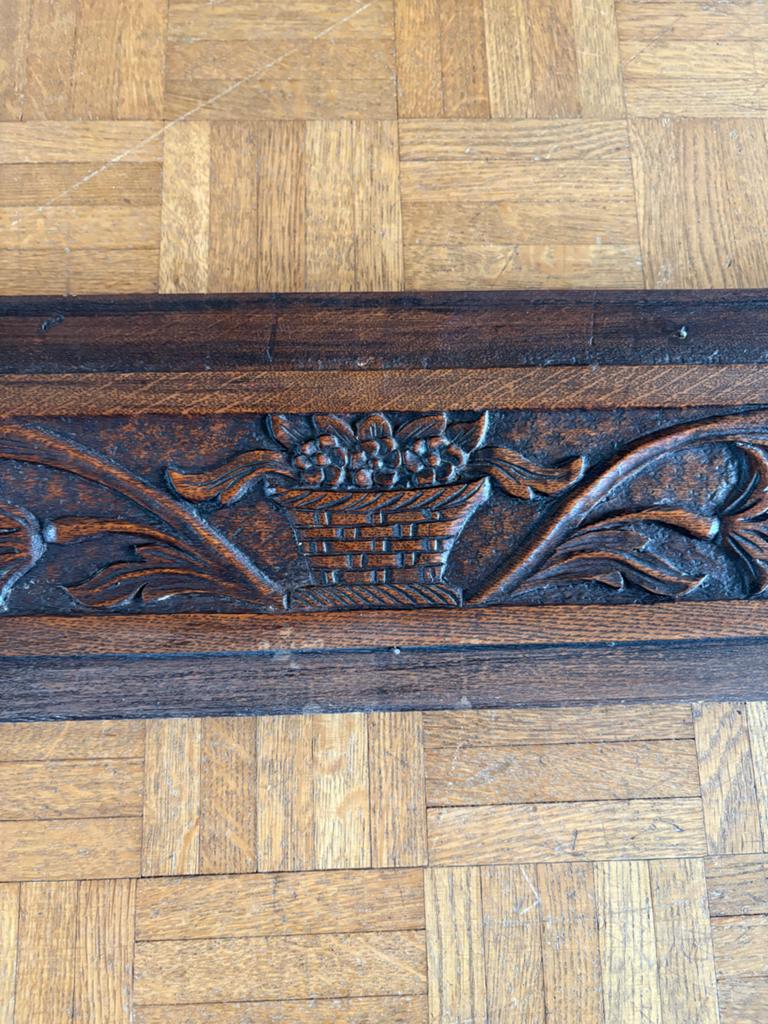 Antiek gesneden houten paneel met bloemenmand, Antiek en Kunst, Ophalen, Hout, Houtsnijwerk, 1 meter - 2 meter