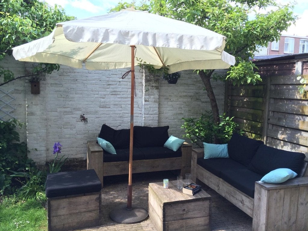 Mooie tuinkussenset, 9-delig in goede staat, Ophalen, Gebruikt