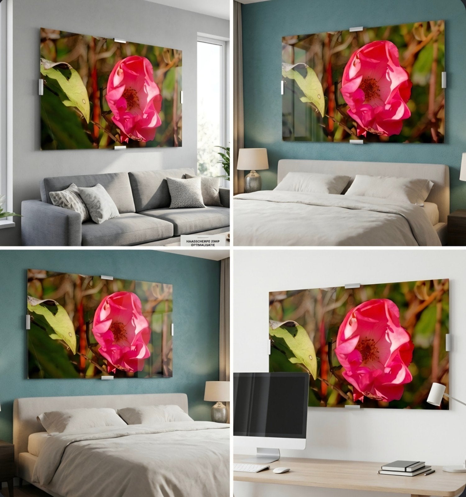 Luxe Grote Wanddecoratie Plexiglas - Roze Roos, Ophalen of Verzenden, Nieuw, Schilderij, Oorspronkelijke maker
