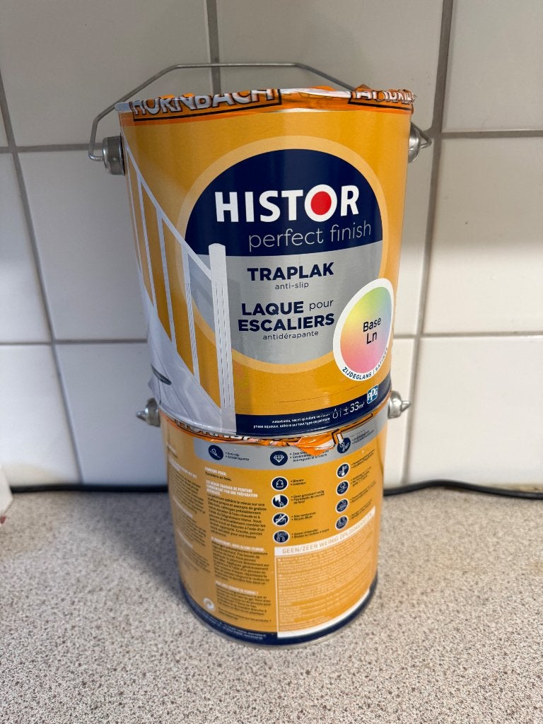 Histor Traplak RAL 9016 | 2 bussen 2,5L | ongeopend | wit, Ophalen, 5 tot 10 liter, Wit, Nieuw