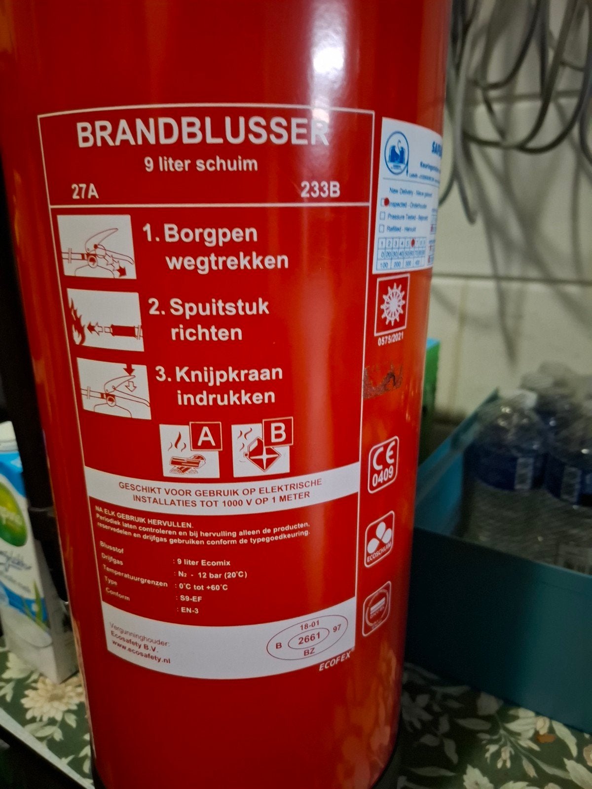 5 Brandblusser 9 liter schuim - Zo goed als nieuw, Ophalen, Zo goed als nieuw