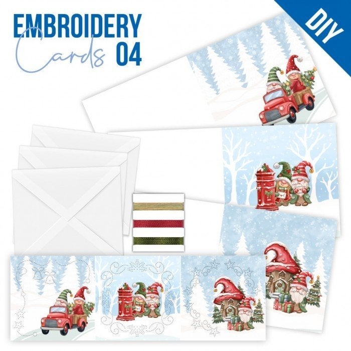 Embroidery Cards 04 Gnomes for Christmas STDOPP004, Kerst, ., Overige typen, Nieuw