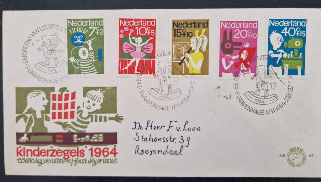 Nederland 1964  - FDC E69 - Kinderpostzegels, Verzenden, Na 1940