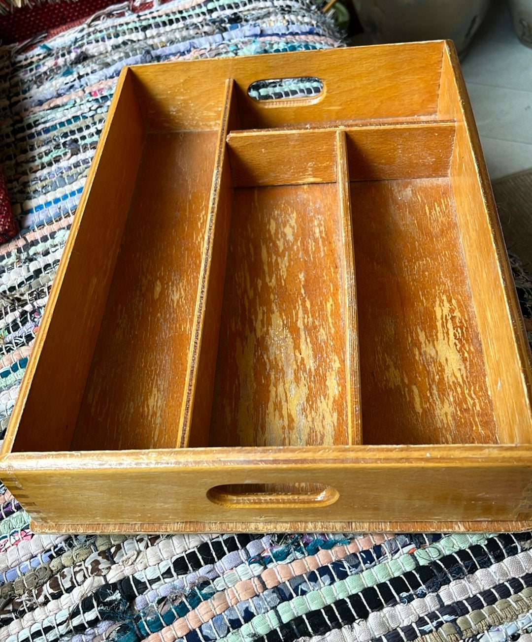 Oude Houten Bestekbak, Antiek en Kunst, Curiosa en Brocante, Ophalen of Verzenden