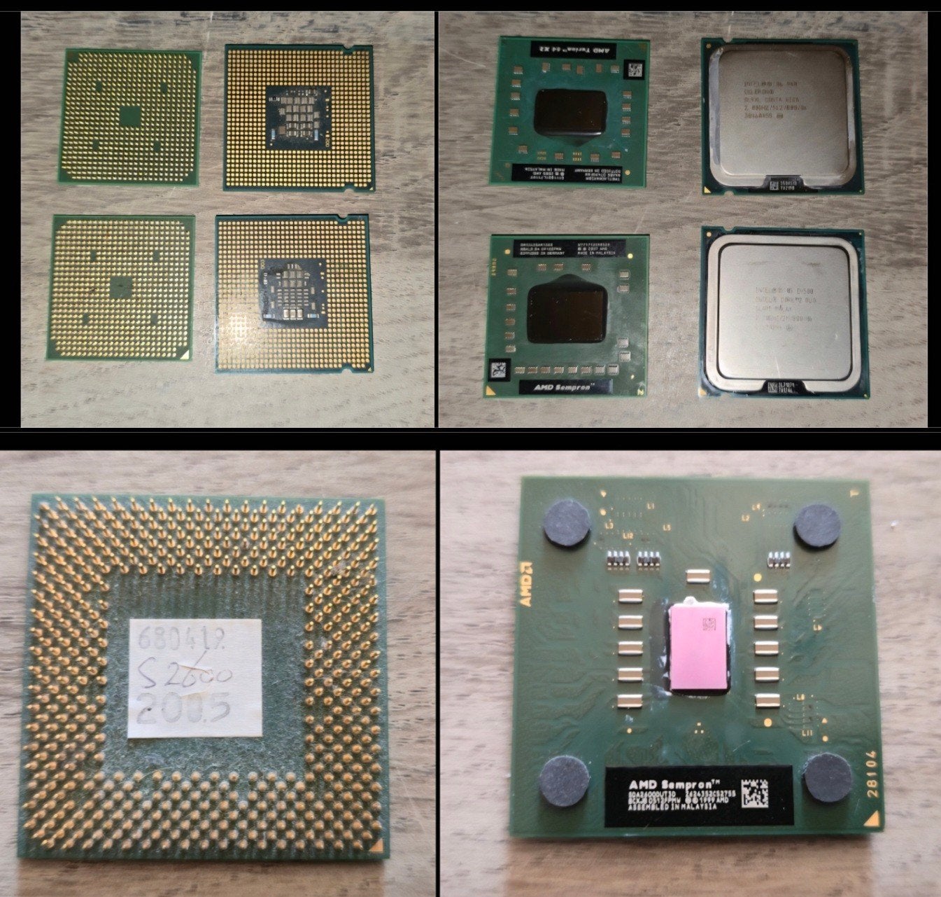 5 verschillende AMD Sempron processors en een Intel Core 2 D, Computers en Software, Processors, Refurbished, 2-core, 3 tot 4 Ghz